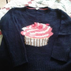 Xhilaration navy pullover with pink cupcake design